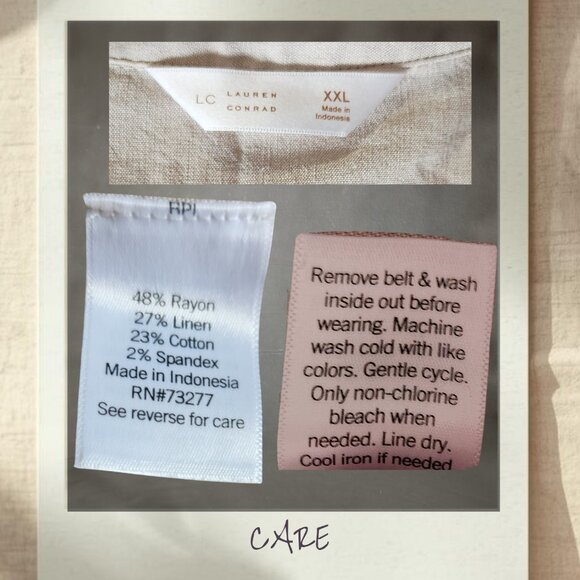 LC Lauren Conrad Tan Linen Blend Fit & Flare Shirt Dress | 2X - Picture 4 of 4